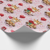 Valentine's Giraffes Wrapping Paper Cadeaupapier (Hoek)