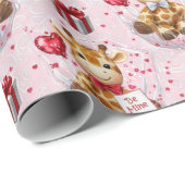 Valentine's Giraffes Wrapping Paper Cadeaupapier (Rol Hoek)