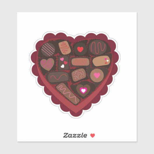 Valentines Heart Box of Chocolates Sticker (Vel)