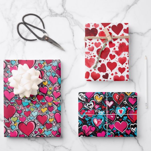 Valentine's Hearts x 3 feuilles (Recto)