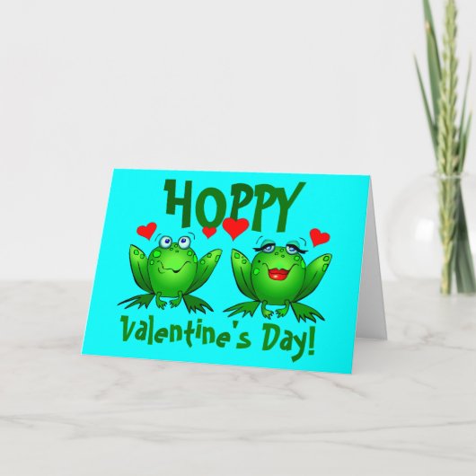 Valentines Hoppy Cute Happy Frogs Cartes vierges (Devant)