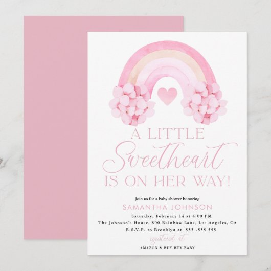 Valentines Invitation, Carte de Baby shower amoure (Devant / Derrière)