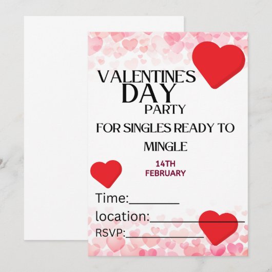 Valentines invitation pour les célibataires (Devant / Derrière)