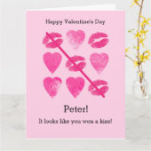 Valentines Jeu rose avec lèvres et coeurs Carte (Fleur jaune)