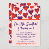 Valentines jour 1er anniversaire invitations (Devant / Derrière)