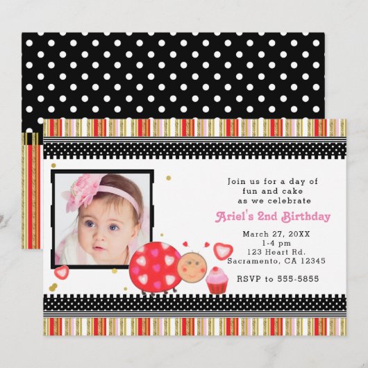 Valentines Jour Anniversaire Fête Photo Invitation (Devant / Derrière)