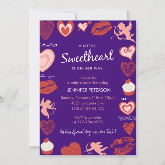 Valentines jour baby shower invitation c'est une f (Devant)