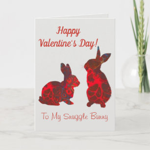 Valentines Jour Carte Snuggle Bunny Red Art