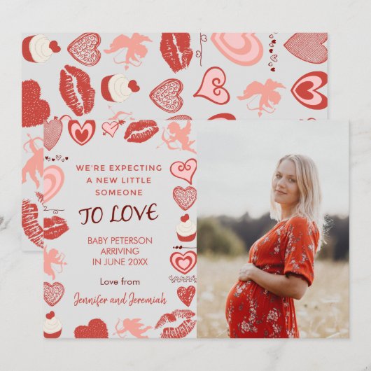 Valentines jour de grossesse cartes de faire-part  (Devant / Derrière)