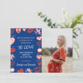 Valentines jour de grossesse cartes faire-part ble (Debout devant)