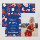 Valentines jour de grossesse cartes faire-part ble (Devant / Derrière)