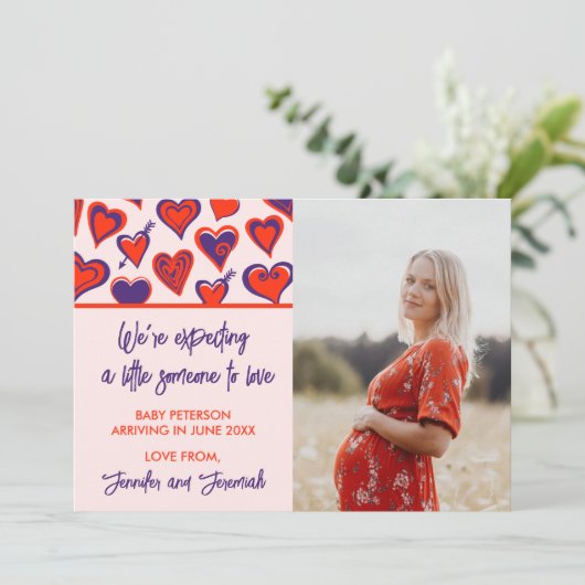 Valentines jour de grossesse cartes faire-part rou (Debout devant)