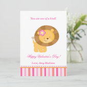 Valentines Jour Enfants Lion rose Carte de voeux (Debout devant)