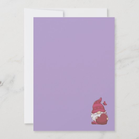 Valentines Jour Gnome Invitation (Dos)