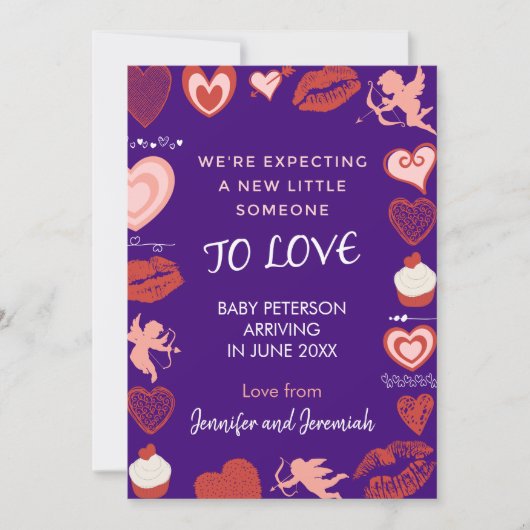 Valentines jour grossesse faire-part ange violet (Devant)