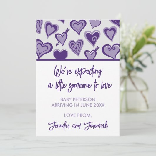 Valentines jour grossesse faire-part coeur doux (Debout devant)