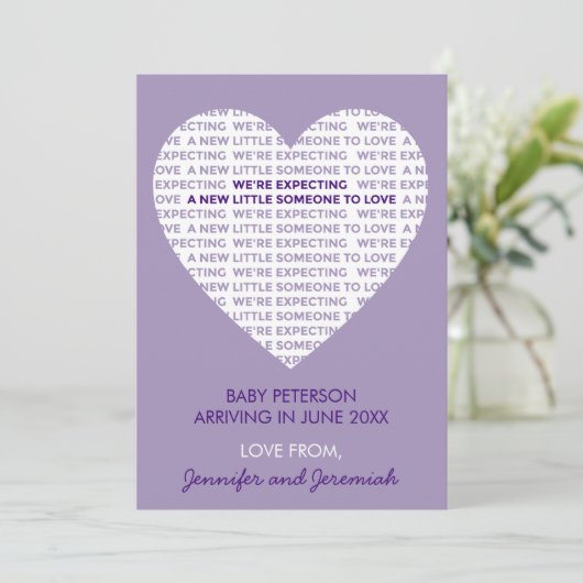 Valentines jour grossesse faire-part grand coeur (Debout devant)