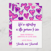 Valentines jour grossesse faire-part rose doux (Devant / Derrière)