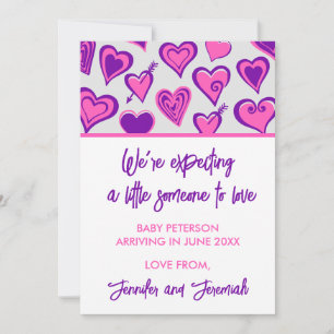 Valentines jour grossesse faire-part rose doux