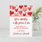 Valentines jour grossesse faire-part rouge doux (Debout devant)