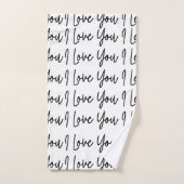 Valentines Jour Je t'aime Motif noir et blanc (Serviette à main)