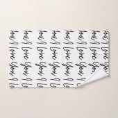 Valentines Jour Je t'aime Motif noir et blanc (Serviette à main)
