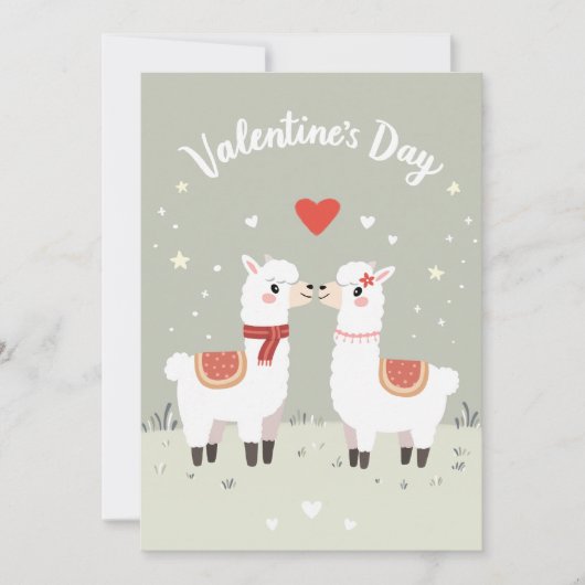Valentines Jour Lovable Llamas Valentines Carte (Devant)