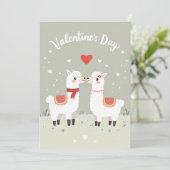 Valentines Jour Lovable Llamas Valentines Carte (Debout devant)