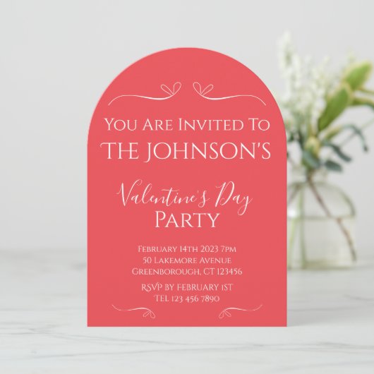 Valentines Jour moderne rose rouge Invitation (Debout devant)