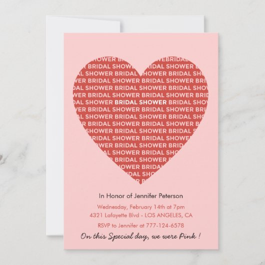 Valentines jour nuptiale invitation chérie (Devant)