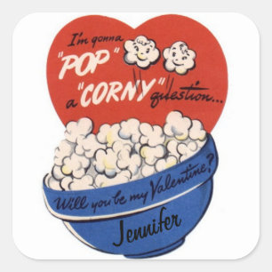 Valentines Jour Popcorn Nom personnalisé Sticker É