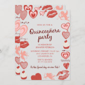 Valentines jour quinceanera invitation motif migno (Devant / Derrière)