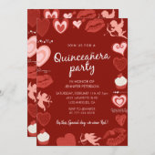 Valentines jour quinceanera invitations ange (Devant / Derrière)