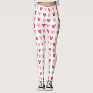 Valentines Jour Rouge Coeur Rose Motif Leggings