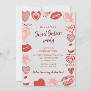 Valentines jour sucré 16 invitation amoureux gris