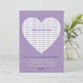 Valentines jour sucré 16 invitation xoxo violet (Debout devant)