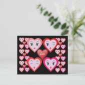Valentines Love Candy Coeurs et Visages Carte post (Debout devant)