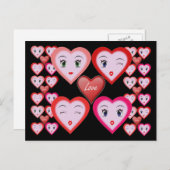 Valentines Love Candy Coeurs et Visages Carte post (Devant / Derrière)