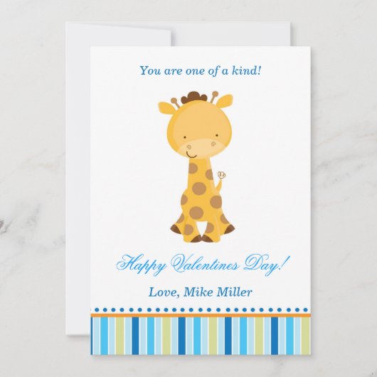 Valentines Love Day Enfants Giraffe Carte bleue (Devant)