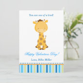 Valentines Love Day Enfants Giraffe Carte bleue (Debout devant)