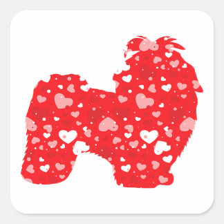 Valentines Matching | Couple Love Hearts Shih Tzu Vierkante Sticker