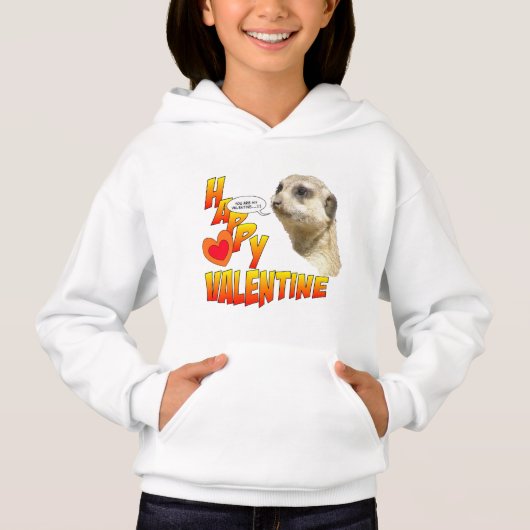 Valentines Meerkat Girls Sweat - shirt à capuche d (Devant)