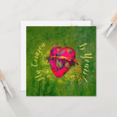 Valentines Mexique Vintage Coeur rouge avec carte  (Devant/Arrière en situation)