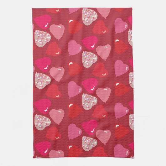 Valentines Mini-Ballons Coeur Serviettes Roses Rou (Vertical)