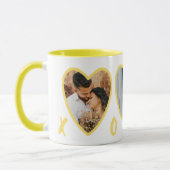 Valentines modernes Coeurs Jaunes Photo Mug (Gauche)