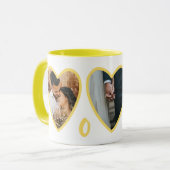 Valentines modernes Coeurs Jaunes Photo Mug (Devant gauche)