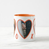 Valentines modernes Coeurs orange Photo Mug (Centre)