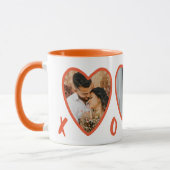 Valentines modernes Coeurs orange Photo Mug (Gauche)