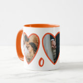 Valentines modernes Coeurs orange Photo Mug (Devant gauche)