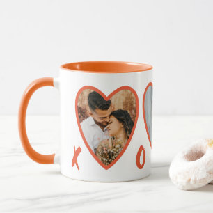 Valentines modernes Coeurs orange Photo Mug